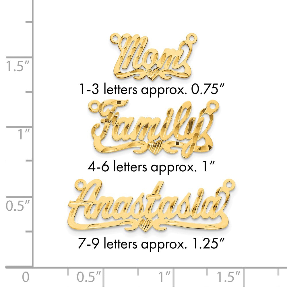 10k Yellow Gold Diamond-cut Heart Name Plate