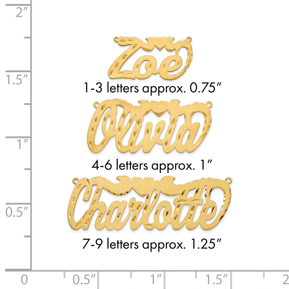 10k Yellow Gold Satin Diamond-cut Heart Name Plate