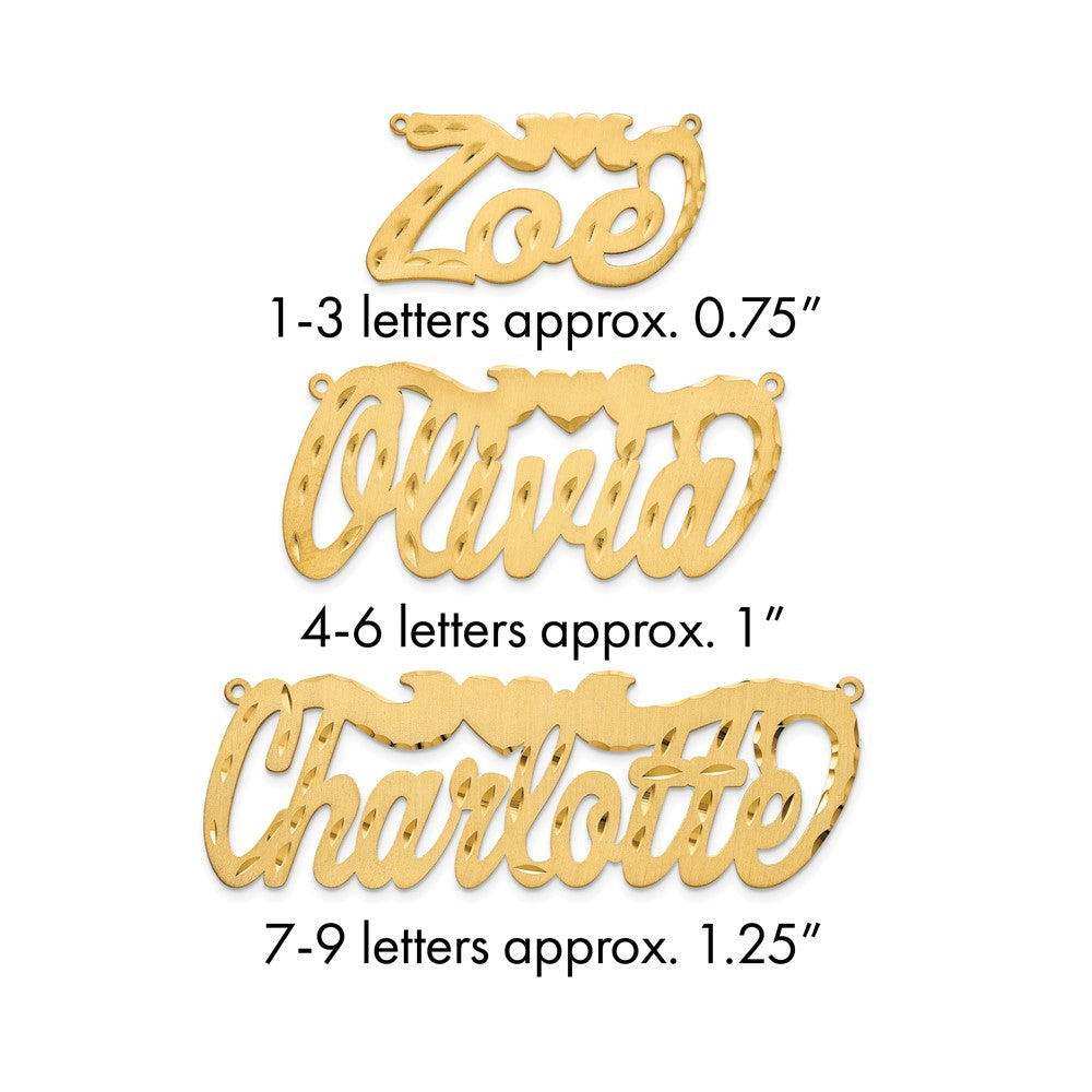 10k Yellow Gold Satin Diamond-cut Heart Name Plate