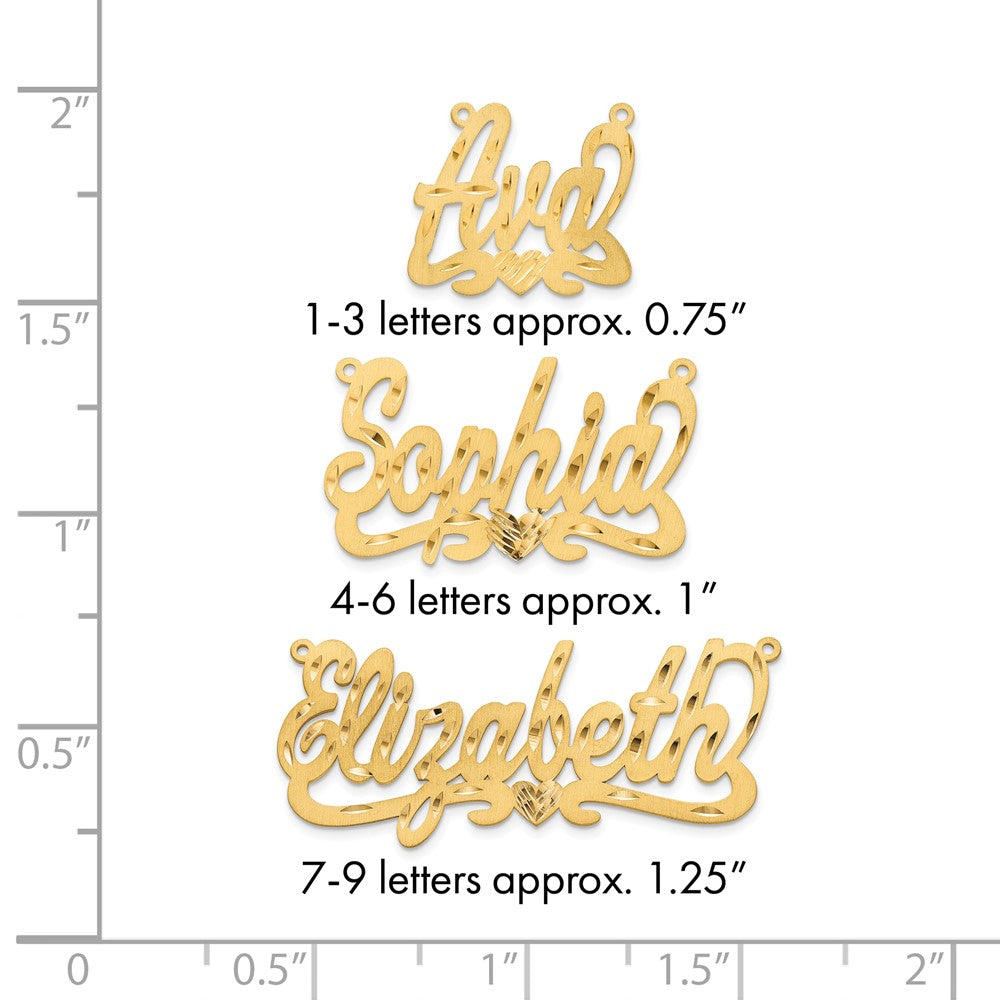 10k Yellow Gold Satin Diamond-cut Name Plate