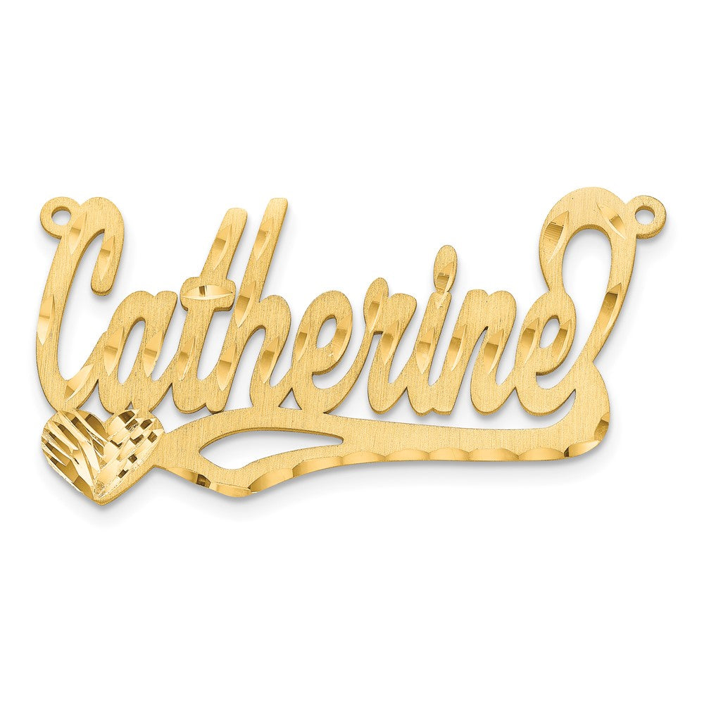 10k Yellow Gold Satin Diamond-cut Heart Name Plate
