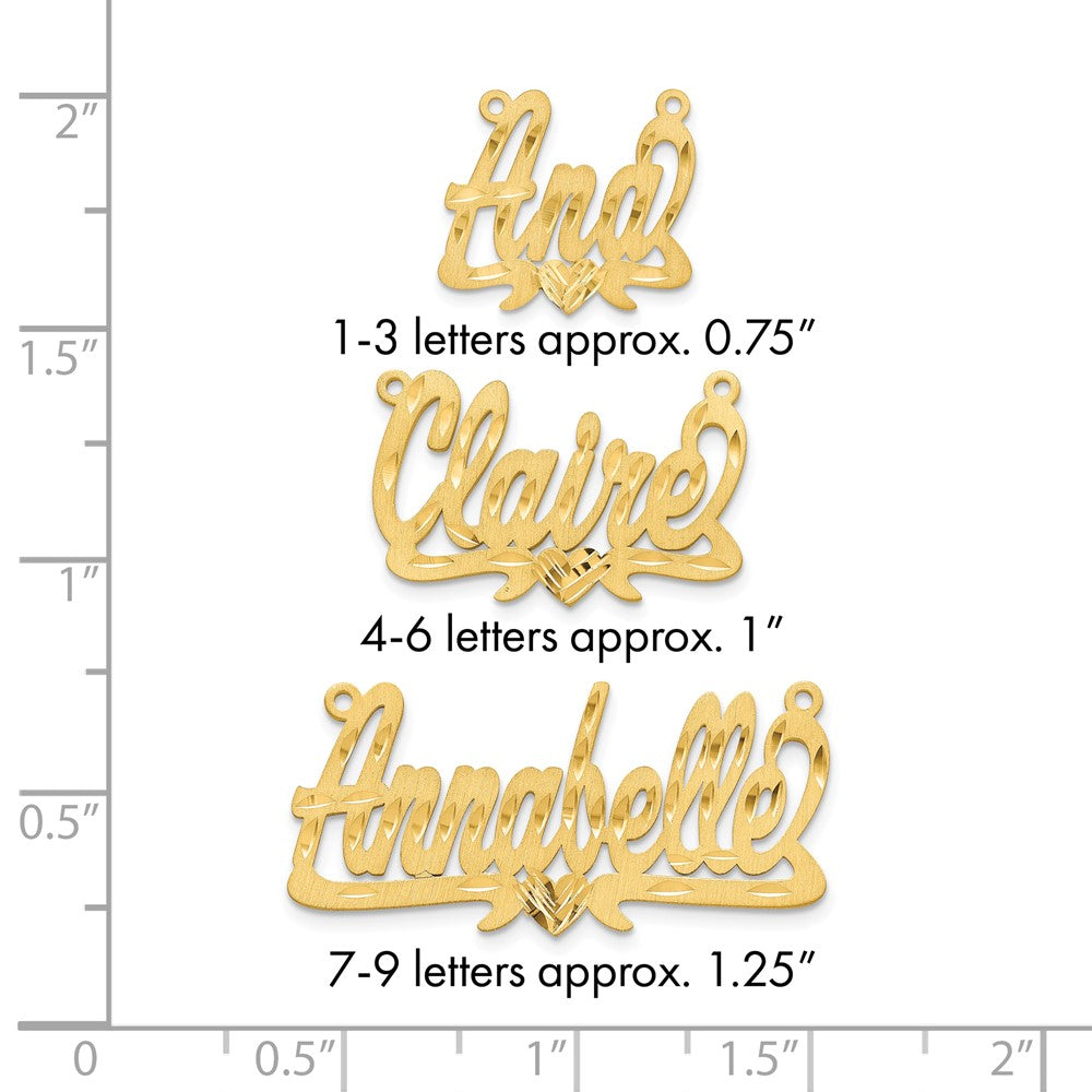 10k Yellow Gold Satin Diamond-cut Heart Name Plate