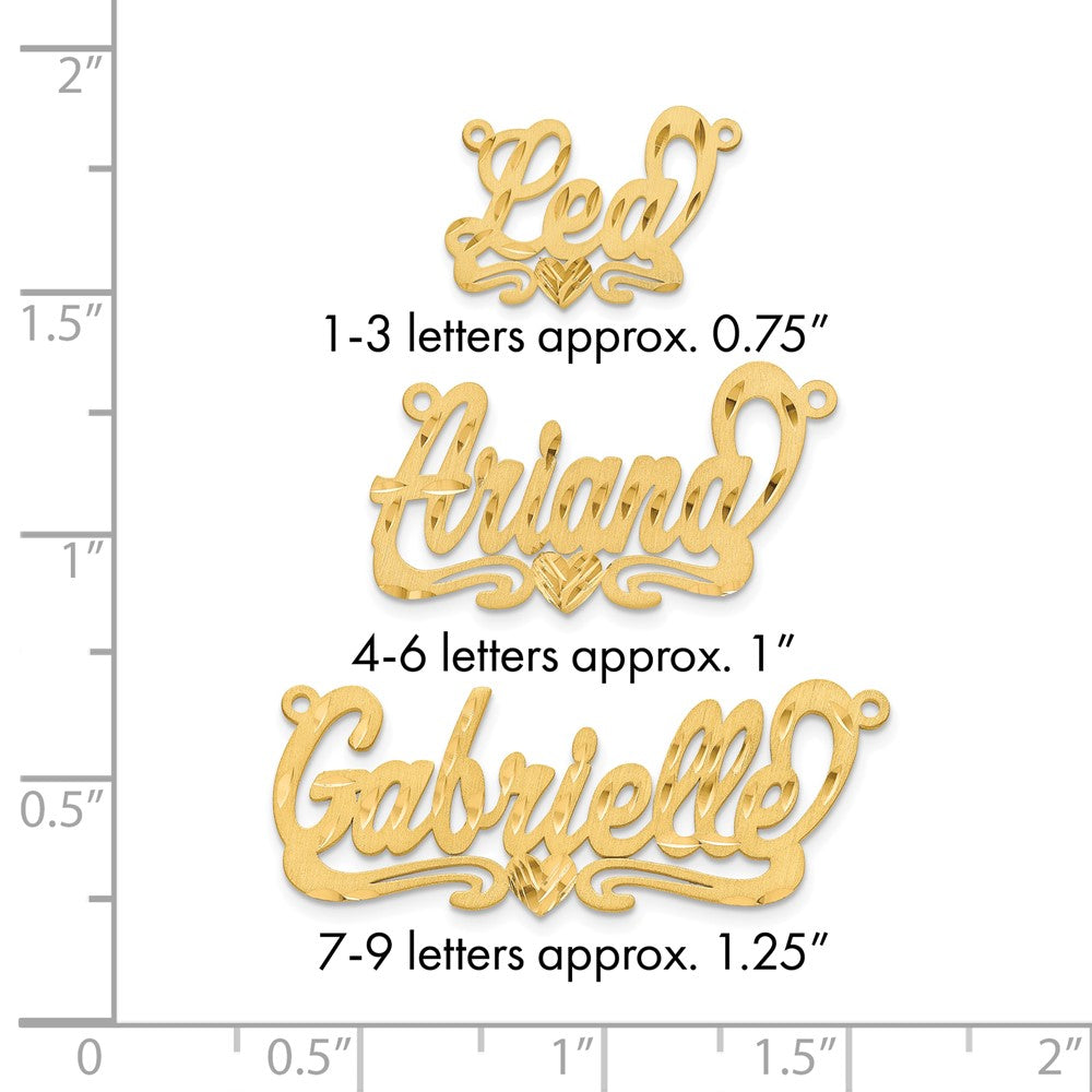10k Yellow Gold Satin Diamond-cut Heart Name Plate
