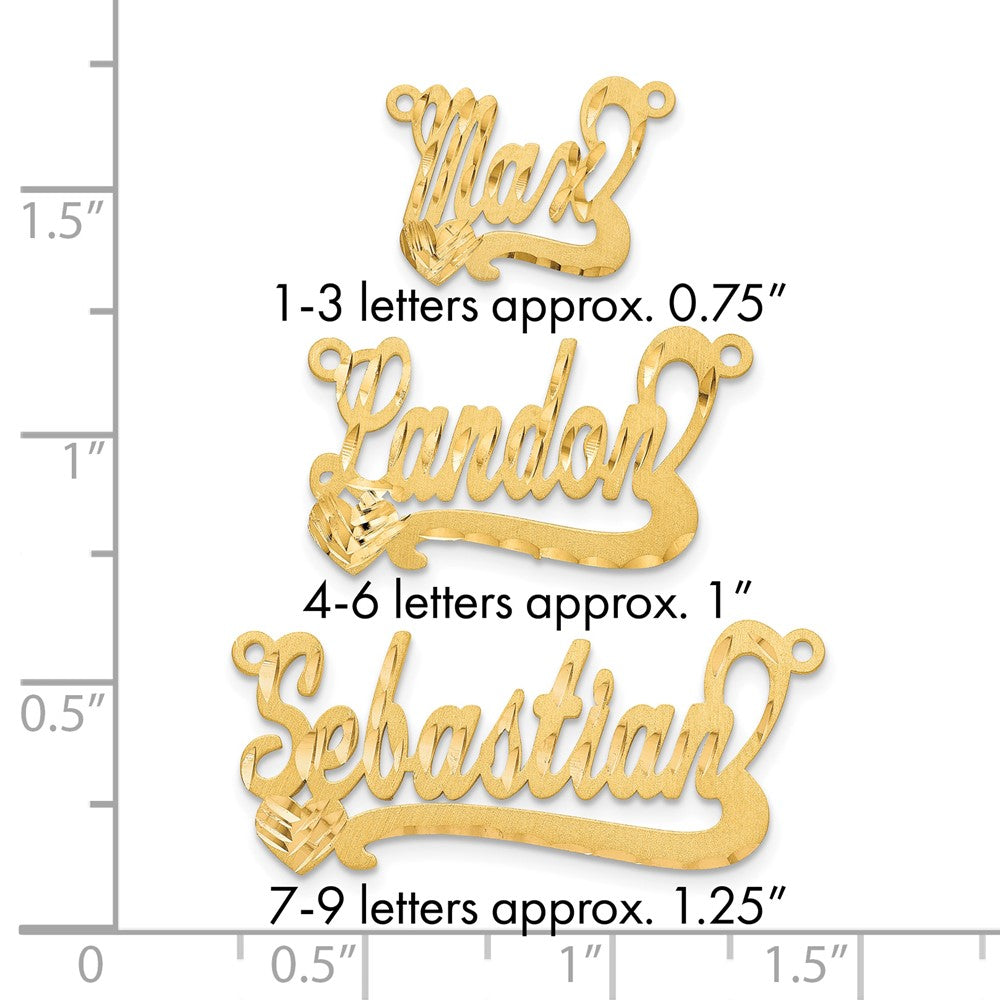 10k Yellow Gold Satin Diamond-cut Heart Name Plate
