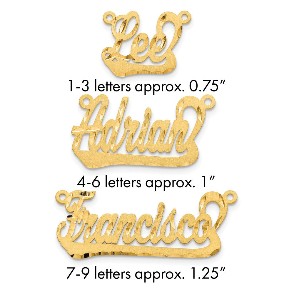 10k Yellow Gold Satin Diamond-cut Underlined Name Plate