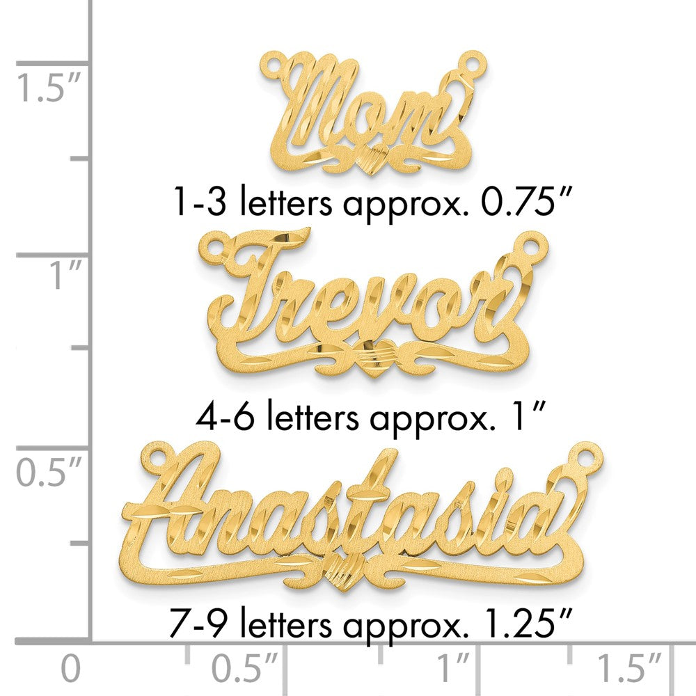 10k Yellow Gold Satin Diamond-cut Heart Name Plate
