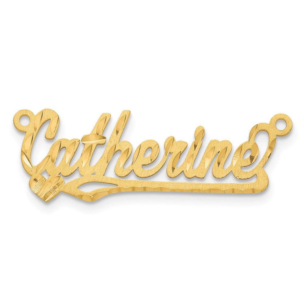 10k Yellow Gold Satin Diamond-cut Heart Name Plate