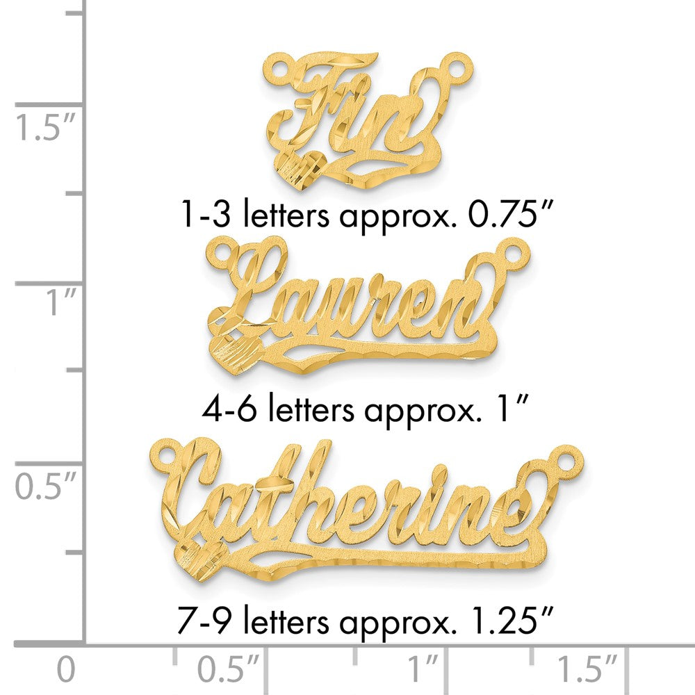 10k Yellow Gold Satin Diamond-cut Heart Name Plate