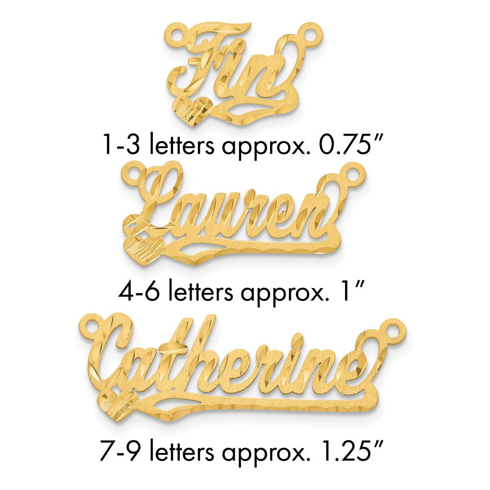 10k Yellow Gold Satin Diamond-cut Heart Name Plate