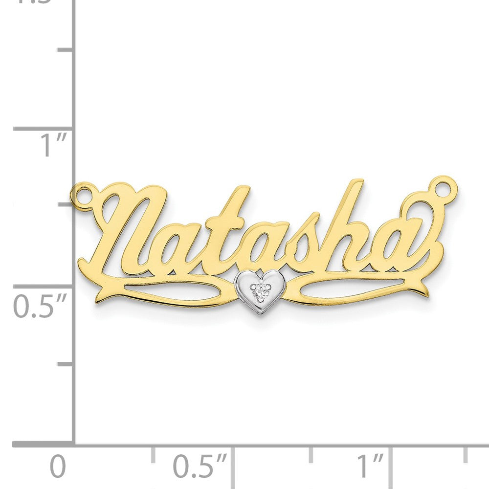 10k Two-tone 3D with Heart Diamond Name Plate
