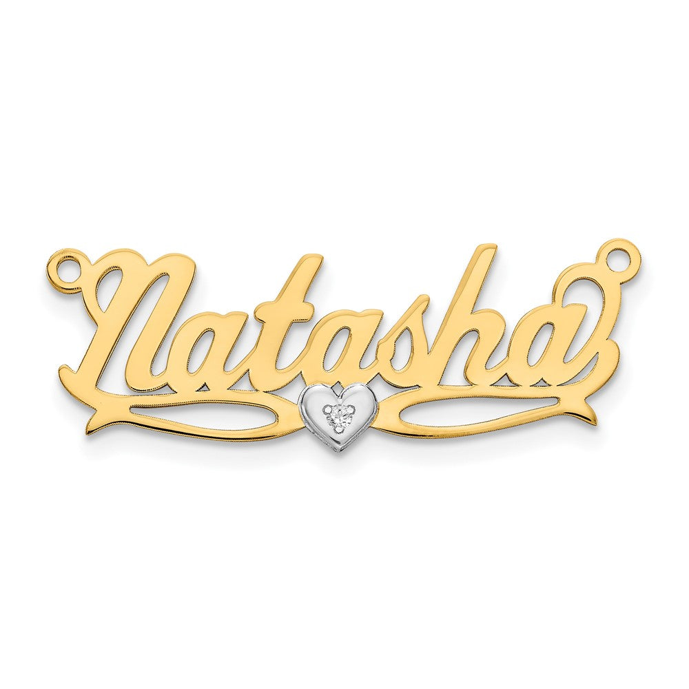 10k Two-tone 3D with Heart Diamond Name Plate