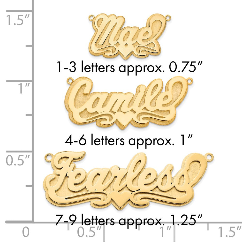 10k Yellow Gold 3D Polished Heart Name Plate