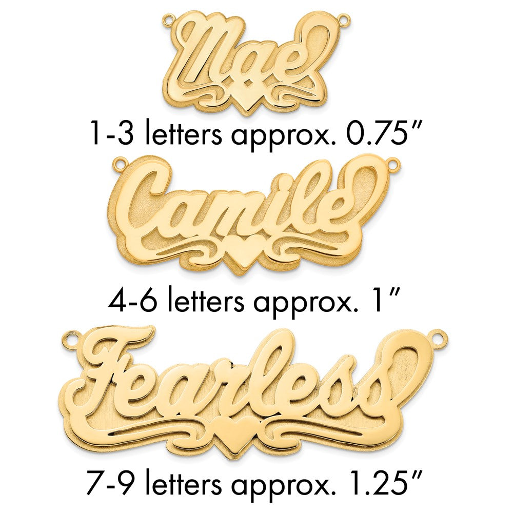 10k Yellow Gold 3D Polished Heart Name Plate