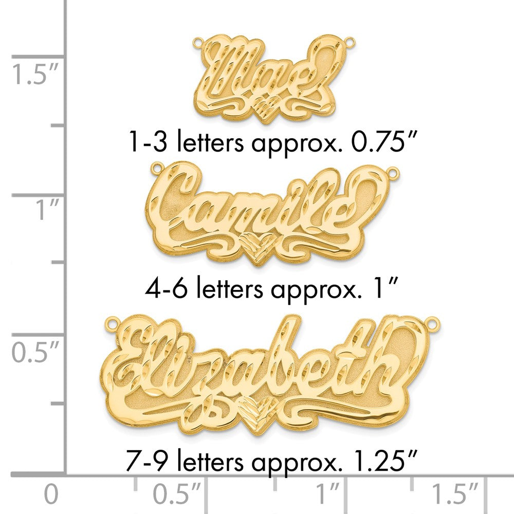 10k Yellow Gold 3D Diamond-cut Heart Name Plate
