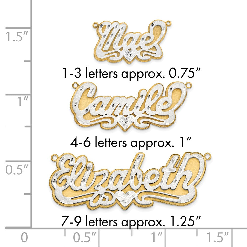 10k 3D Two-tone Satin Diamond-cut Name Plate
