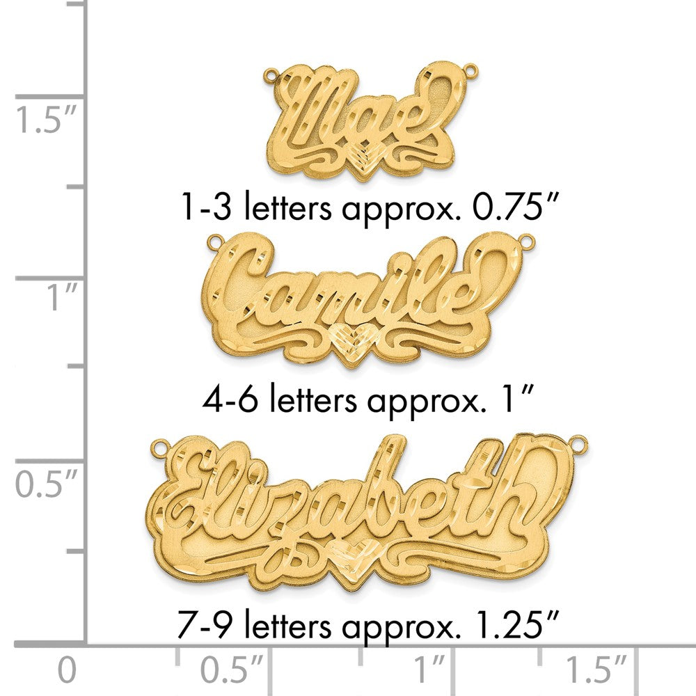 10k Yellow Gold 3D Satin Diamond-cut Heart Name Plate