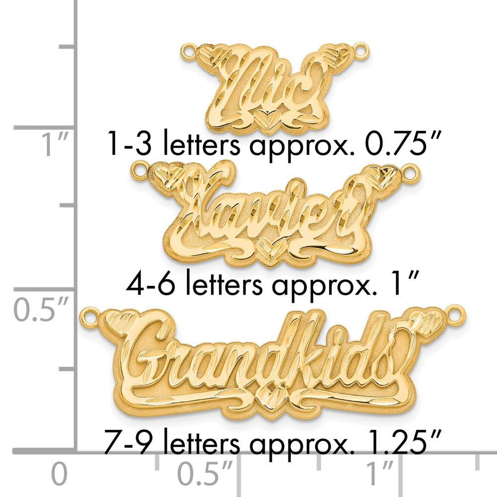 10k Yellow Gold 3D Diamond-cut Hearts Name Plate
