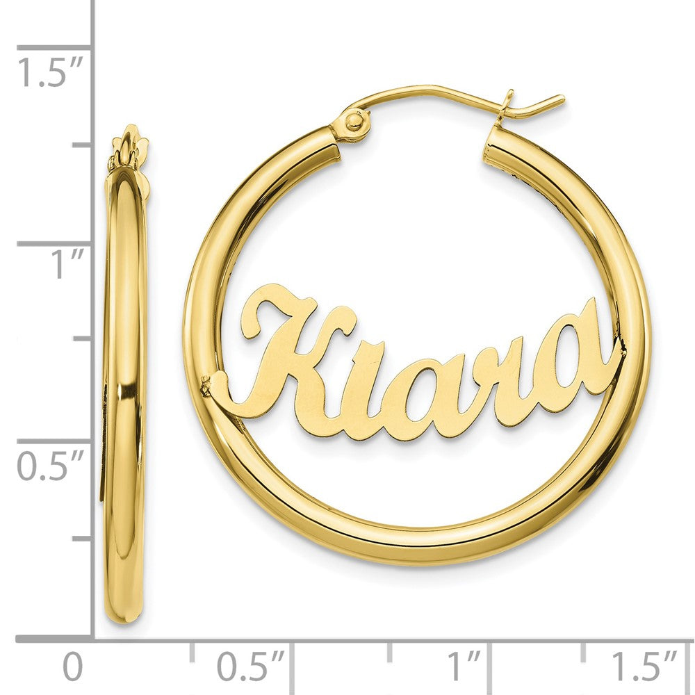 10k Yellow Gold Name Plate Hoop Earrings