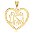 10k Yellow Gold Large Monogram Heart Pendant