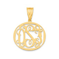 10k Yellow Gold Small Round Monogram Pendant