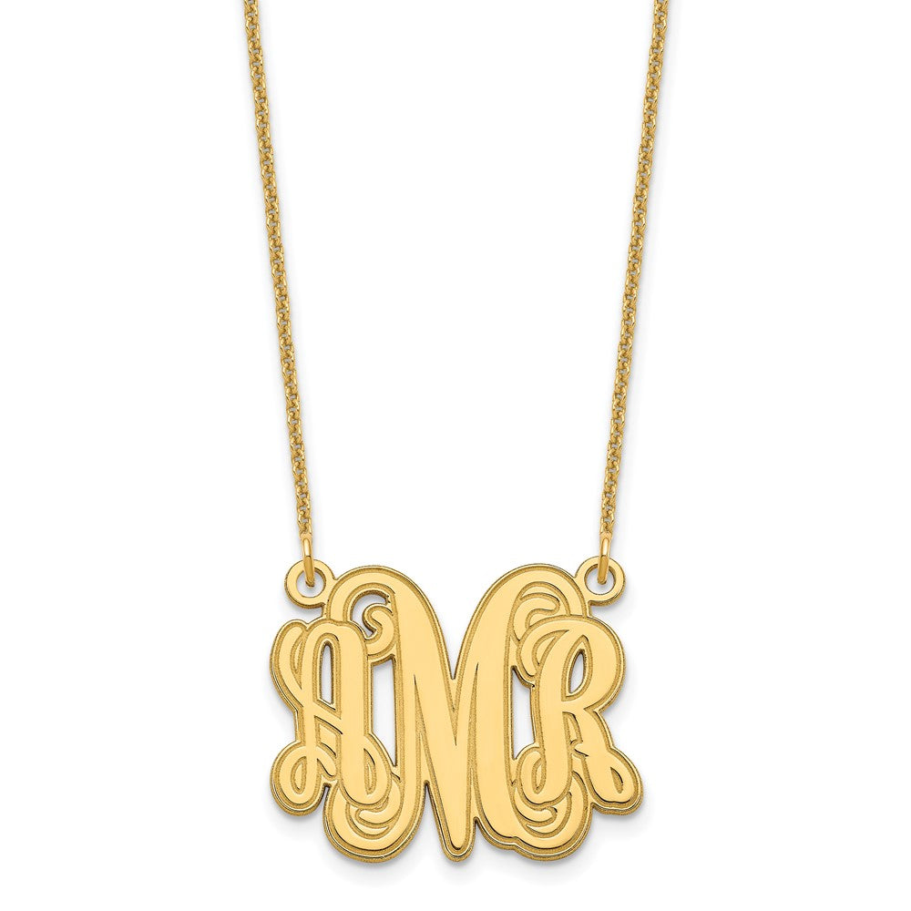 10k Yellow Gold Etched Monogram Necklace