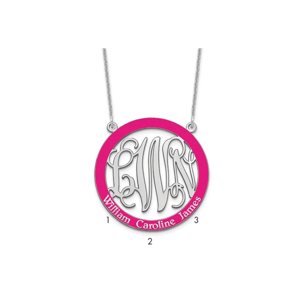 10k White Gold Large Family Monogram w/Epoxy Necklace