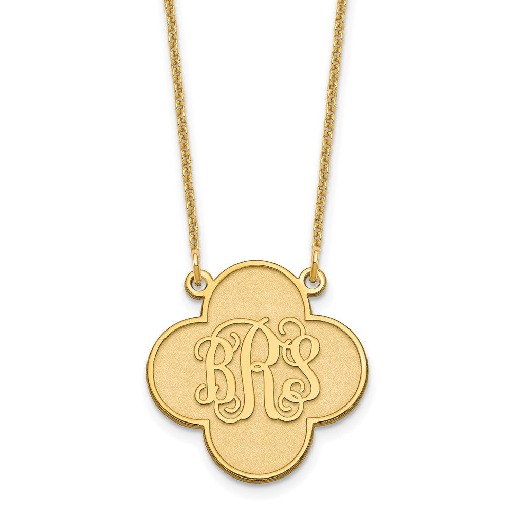 10k Yellow Gold Clover Monogram Necklace