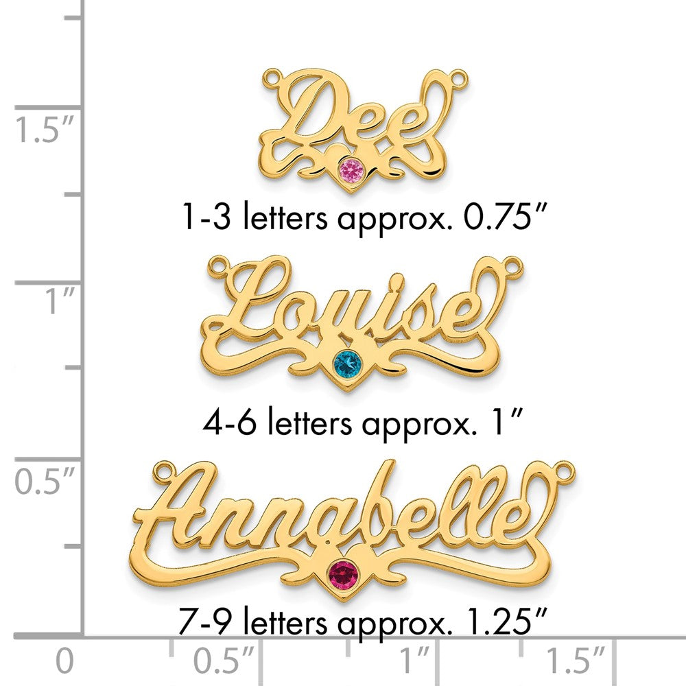 10k Yellow Gold with 14k Bezel Birthstone Heart Name Plate