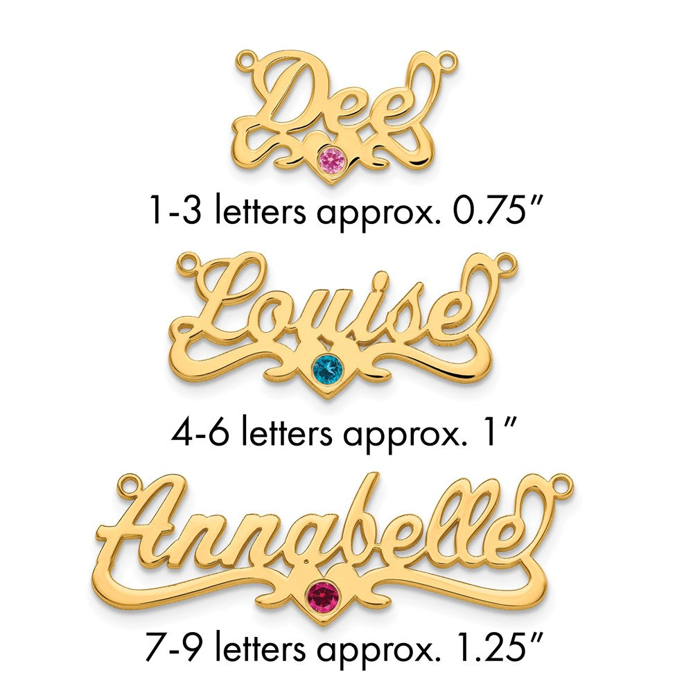 10k Yellow Gold with 14k Bezel Birthstone Heart Name Plate