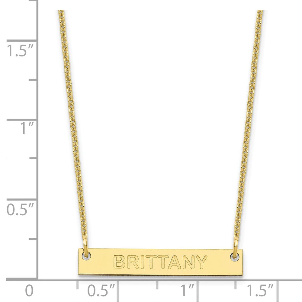 10k Yellow Gold Small Capitalized ARIAL ROUNDED Bar Necklace
