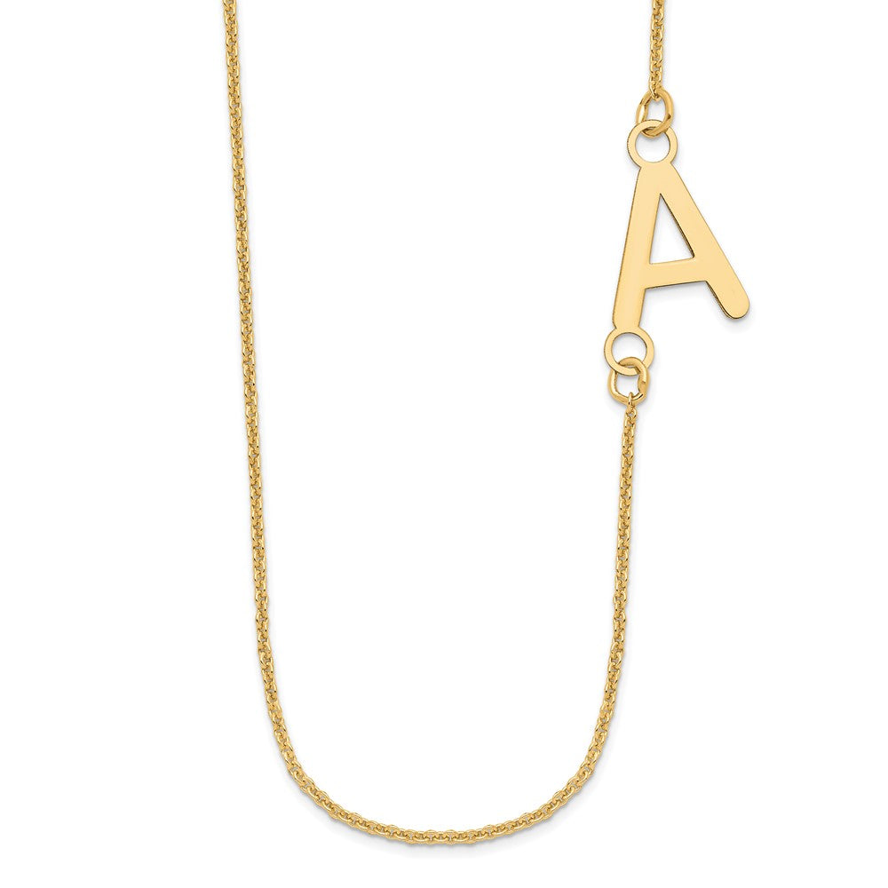 10k Yellow Gold Small Offset Initial Necklace