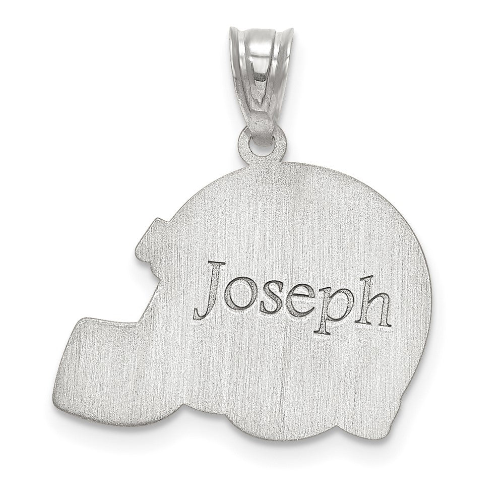 10k White Gold Personalized Football Helmet Pendant