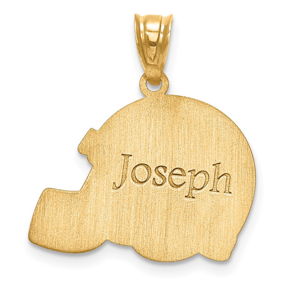 10k Yellow Gold Personalized Football Helmet Pendant