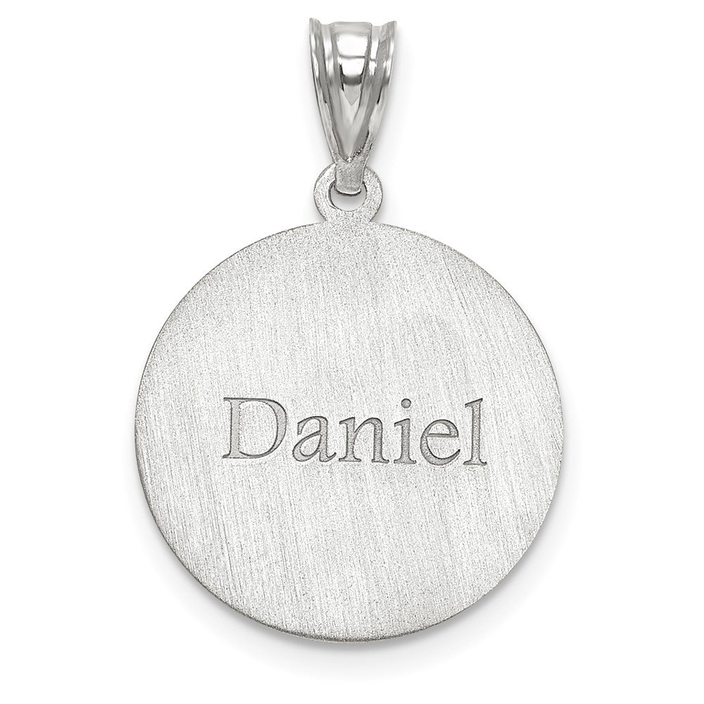 10K White Gold Personalized Baseball Pendant