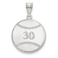10K White Gold Personalized Baseball Pendant