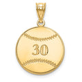 10k Yellow Gold Personalized Baseball Pendant