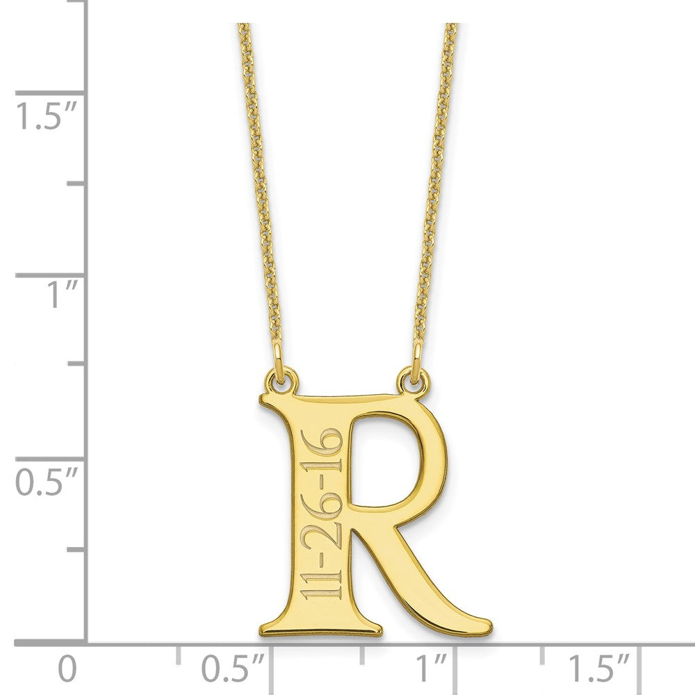 10k Yellow Gold Initial and Date Necklace