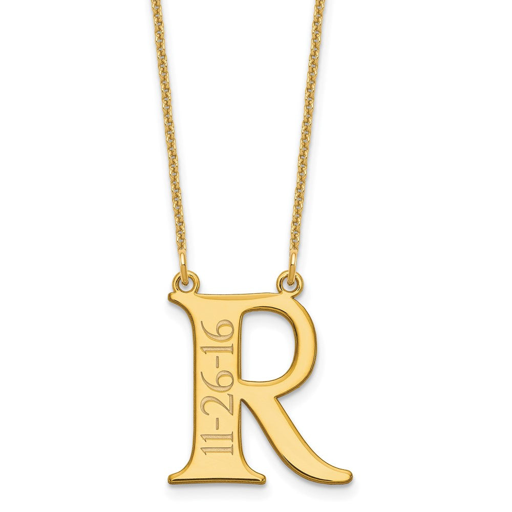 10k Yellow Gold Initial and Date Necklace