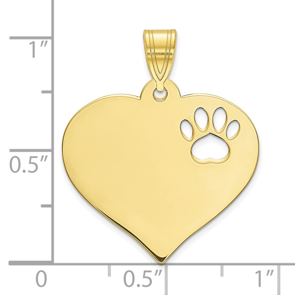 10k Yellow Gold Blank Heart with Cut-out Paw Print Pendant