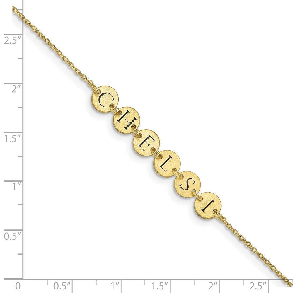 10k Yellow Gold Epoxy Letter Disc Bracelet