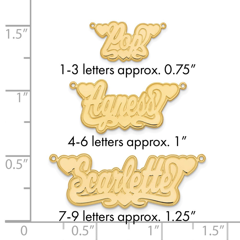 10k Yellow Gold Etched Hearts Name Plate