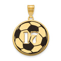 10k Yellow Gold Epoxy Soccer Ball with Cut-out Number Pendant