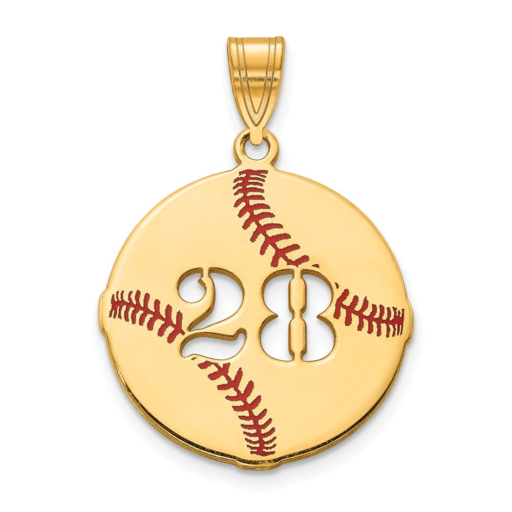 10k Yellow Gold Epoxy Baseball with Cut-out Number Pendant