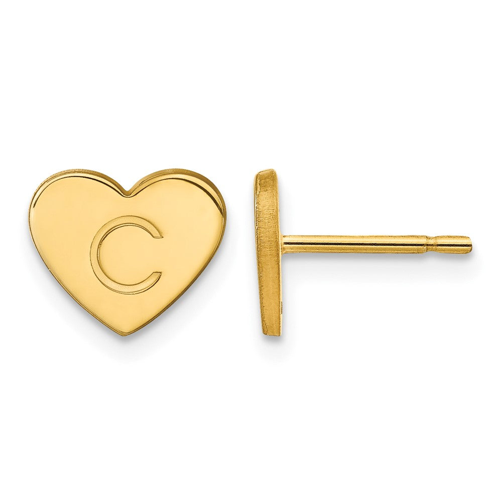 10k Yellow Gold Initial Heart Post Earrings