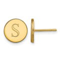 10k Yellow Gold Round Initial Post Earrings