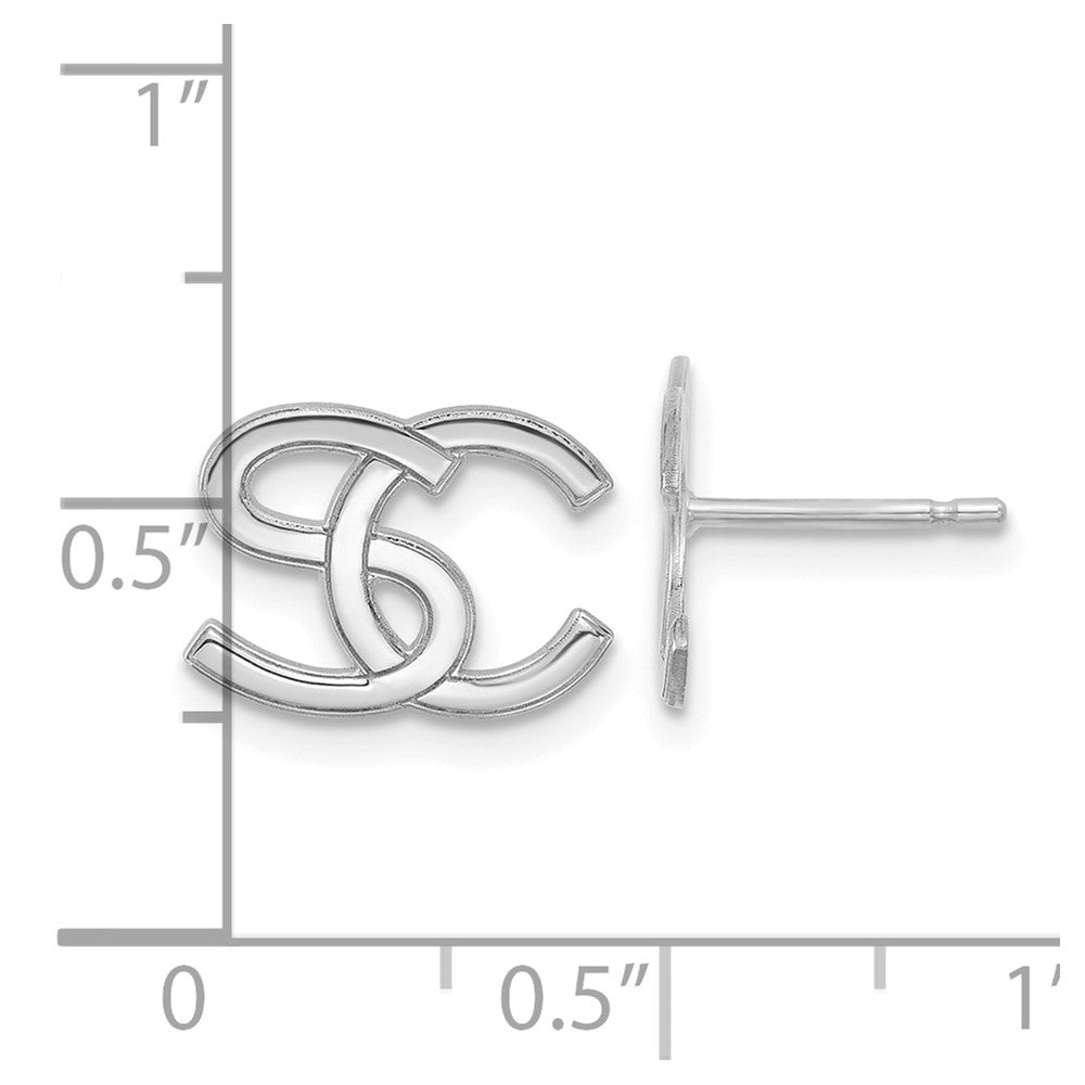 10k White Gold Interlocking Initial Earrings