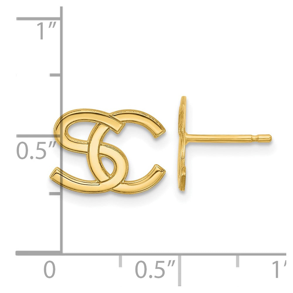 10k Yellow Gold Interlocking Initial Earrings