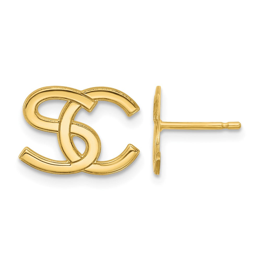 10k Yellow Gold Interlocking Initial Earrings