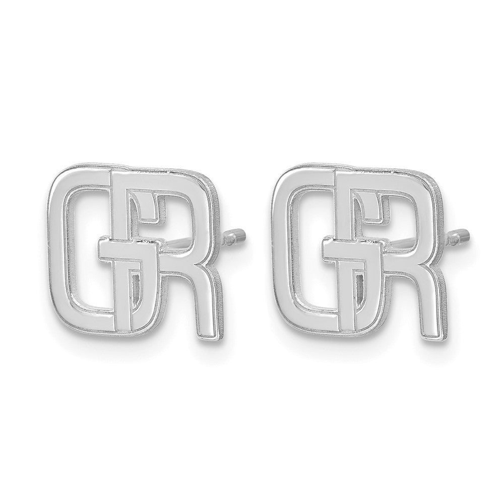 10k White Gold Interlocking Initial Earrings
