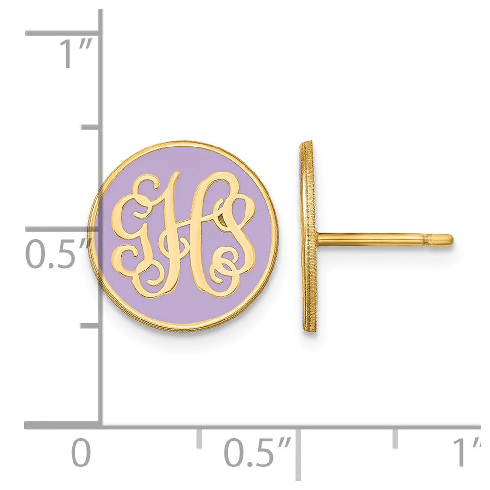 10k Yellow Gold Round Monogram w/Epoxy Post Earrings